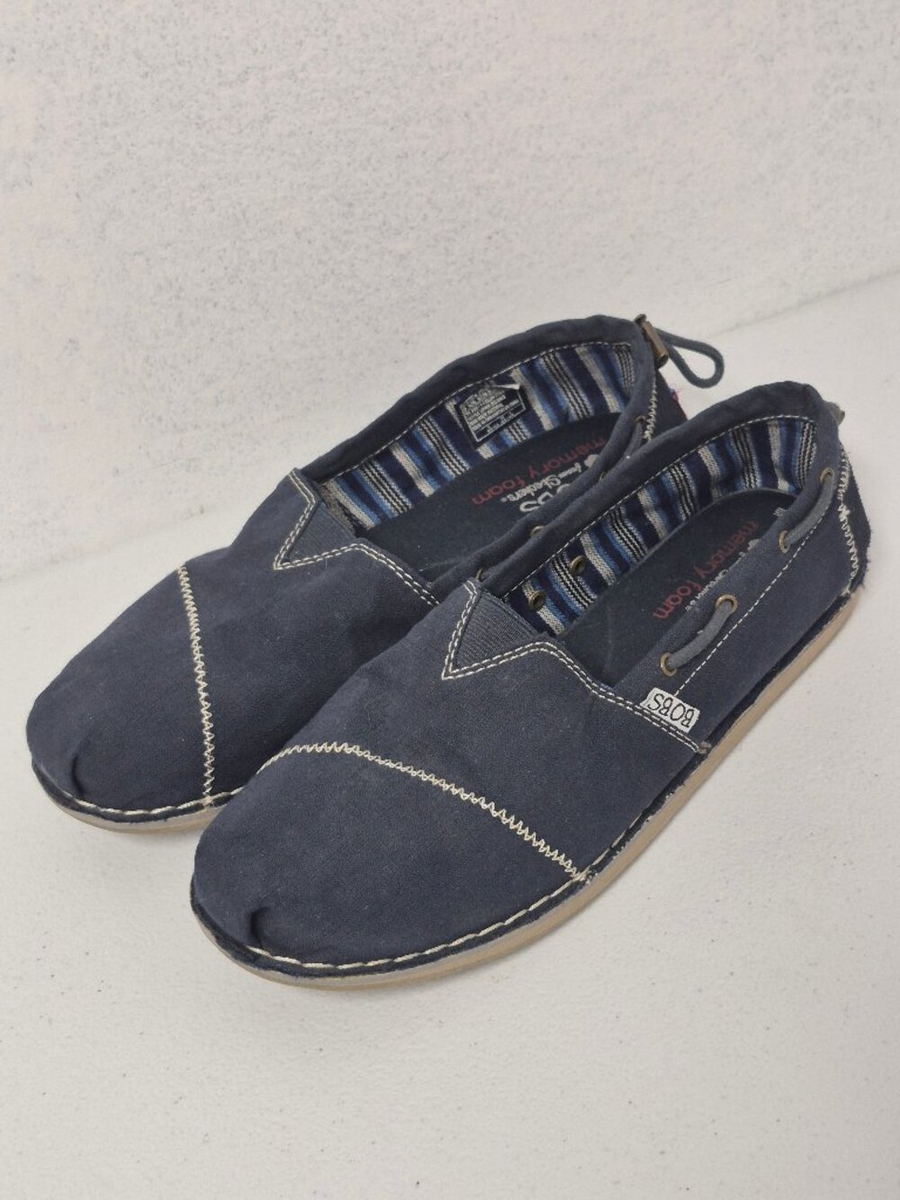 BOBS from Skechers Chill Rowboat Women's Size 9.5 Navy Blue Canvas Slip On Shoes